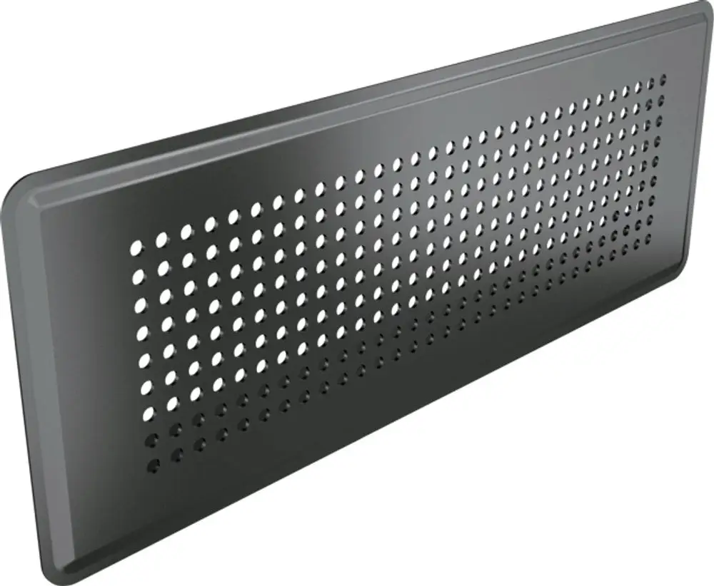 Bodengitter mit Lochmuster in Schwarz, geeignet für ein flexibles Kanalsystem. Produkt von Wolf zur Luftverteilung in modernen HVAC-Anlagen.
